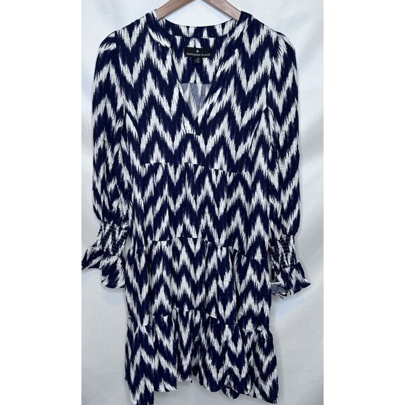 Tuckernuck Dress XS Blue Kenzo V-Neck Long Sleeve Ikat boho - Picture 4 of 10